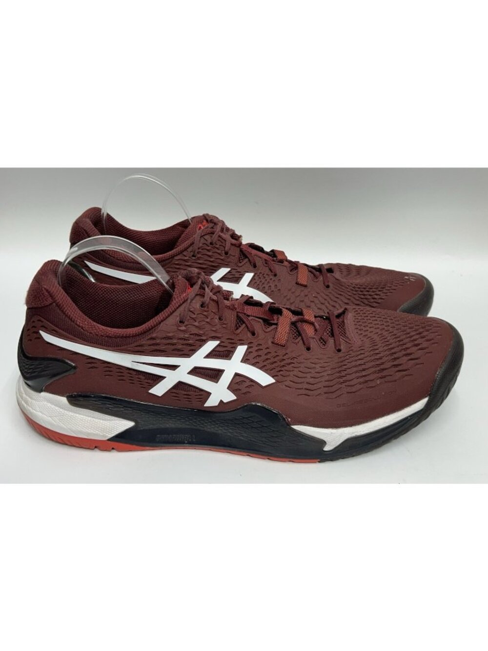 Asics Men's Gel-Resolution 9 Running Shoes 15 Antique Red White Maroon Burgundy